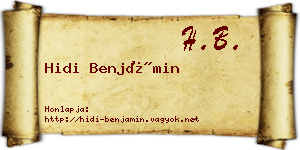 Hidi Benjámin névjegykártya